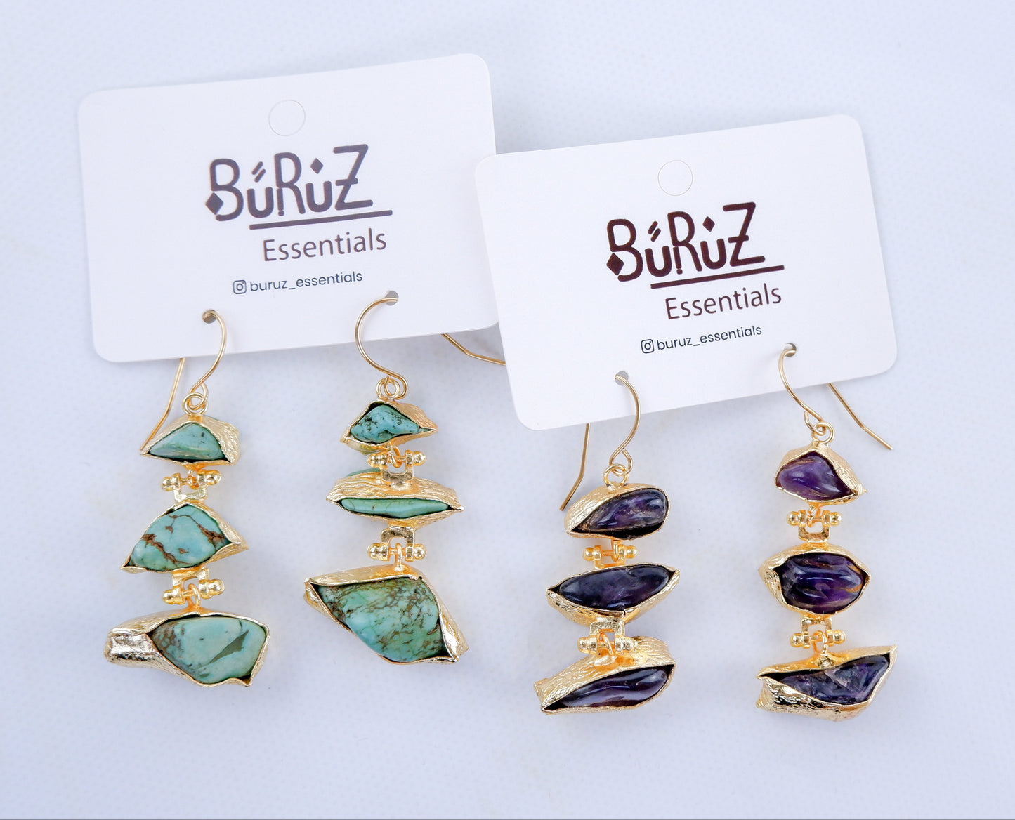 Küpe No I 10 ( Firuze Taşı ve Ametist Taşı)